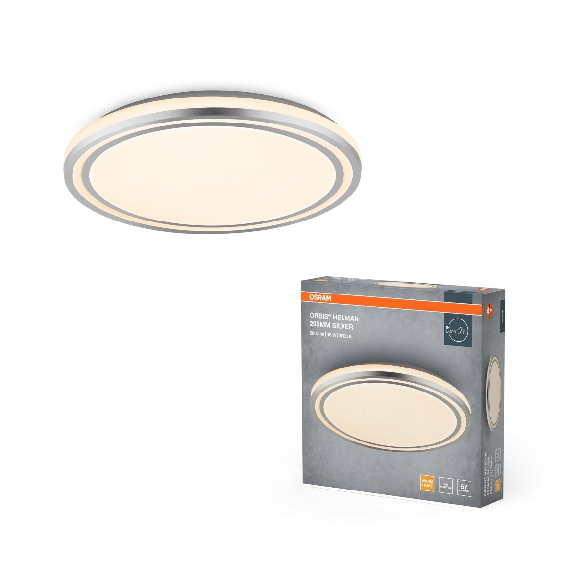 4099854448065 - Stříbrné LED stropní svítidlo 295 mm ORBIS, teplá bílá OSRAM - Stropní svítidlo - LEDVANCE e - shop