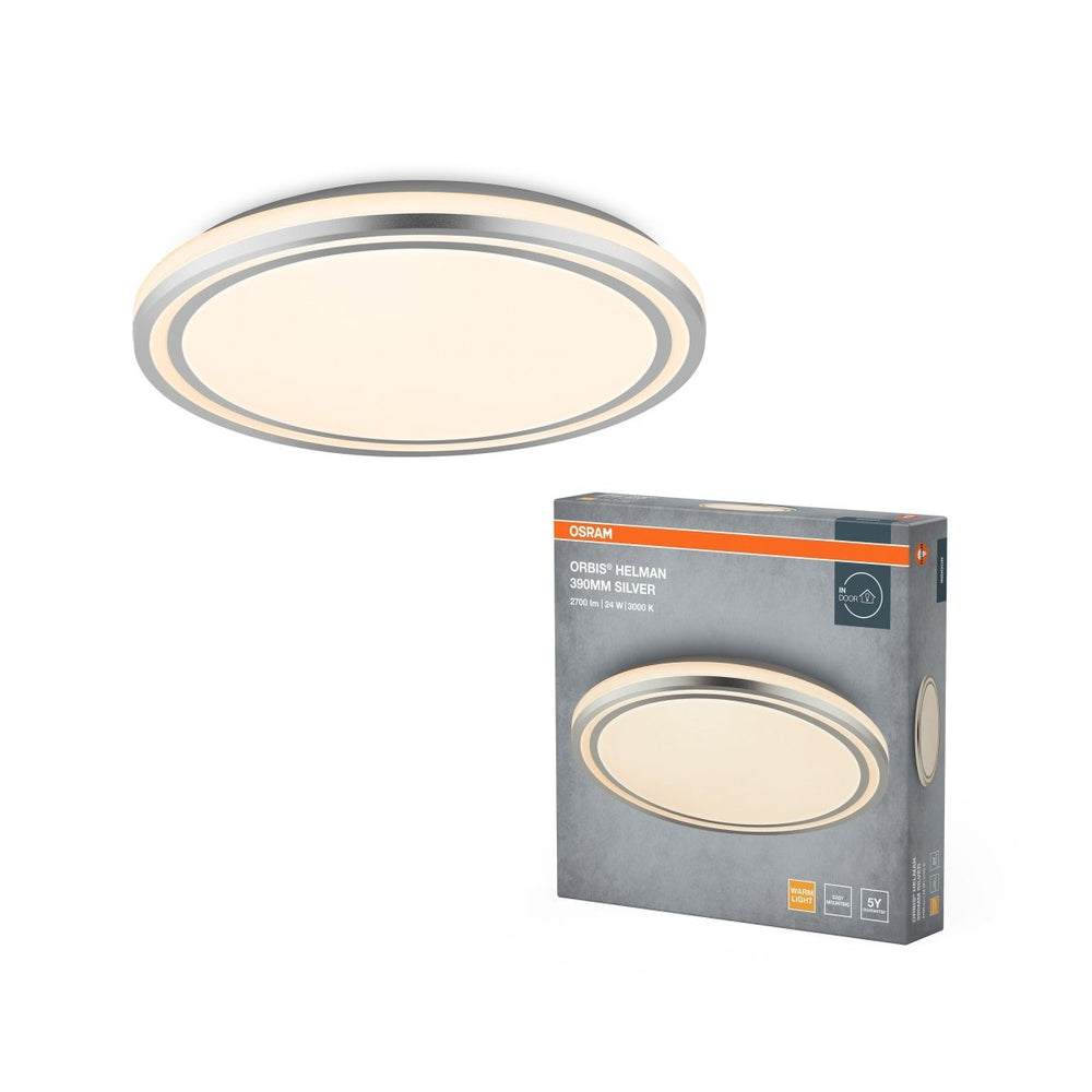 Stříbrné LED stropní svítidlo 390 mm ORBIS, teplá bílá OSRAM