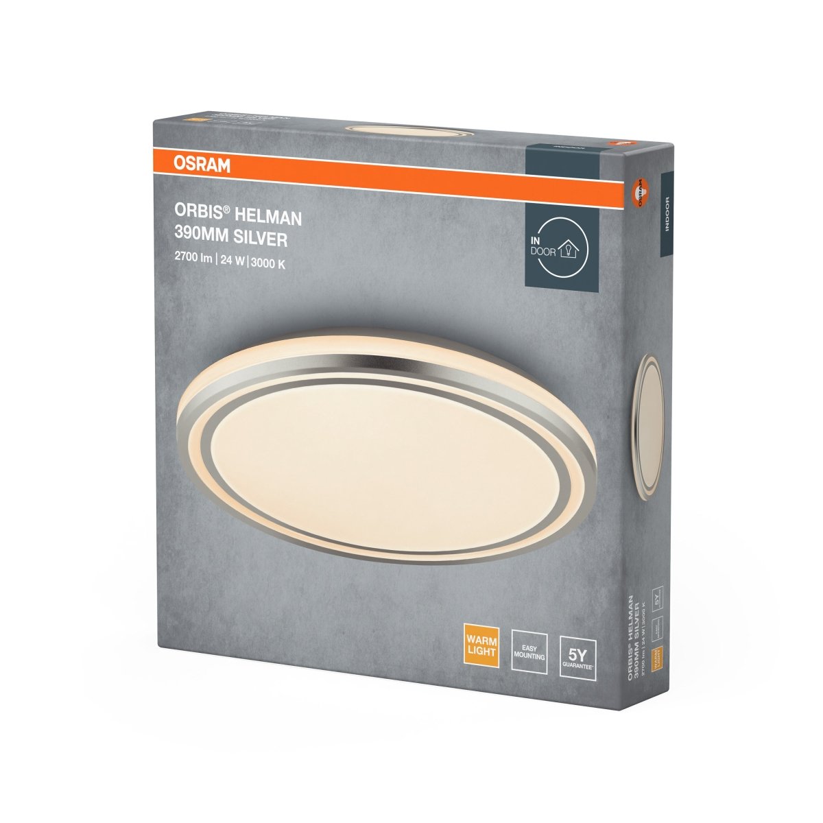 4099854448089 - Stříbrné LED stropní svítidlo 390 mm ORBIS, teplá bílá OSRAM - Stropní svítidlo - LEDVANCE e - shop