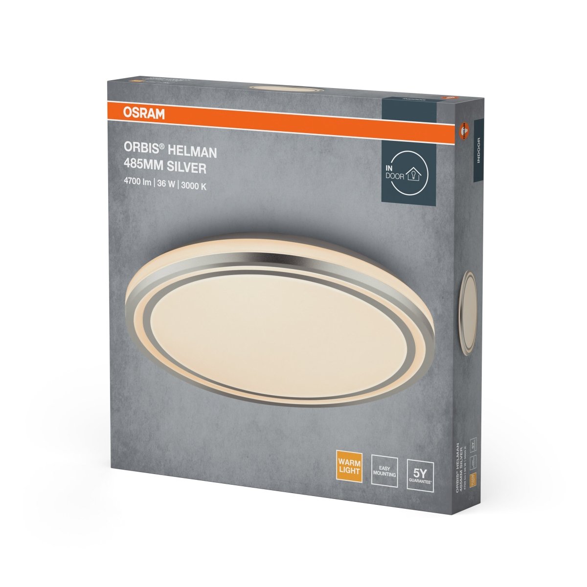 4099854448102 - Stříbrné LED stropní svítidlo 485 mm ORBIS, teplá bílá OSRAM - Stropní svítidlo - LEDVANCE e - shop