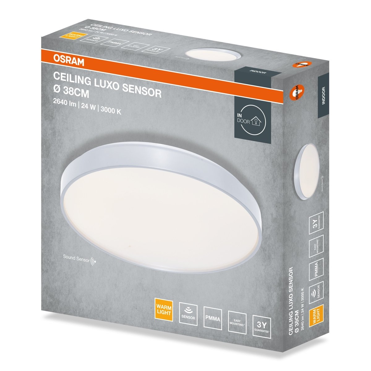 4099854652332 - Stříbrné Stropní svítidlo LUXO, 380mm, 24W, Teplá bílá, IP20 - Czechia LEDVANCE e - shop