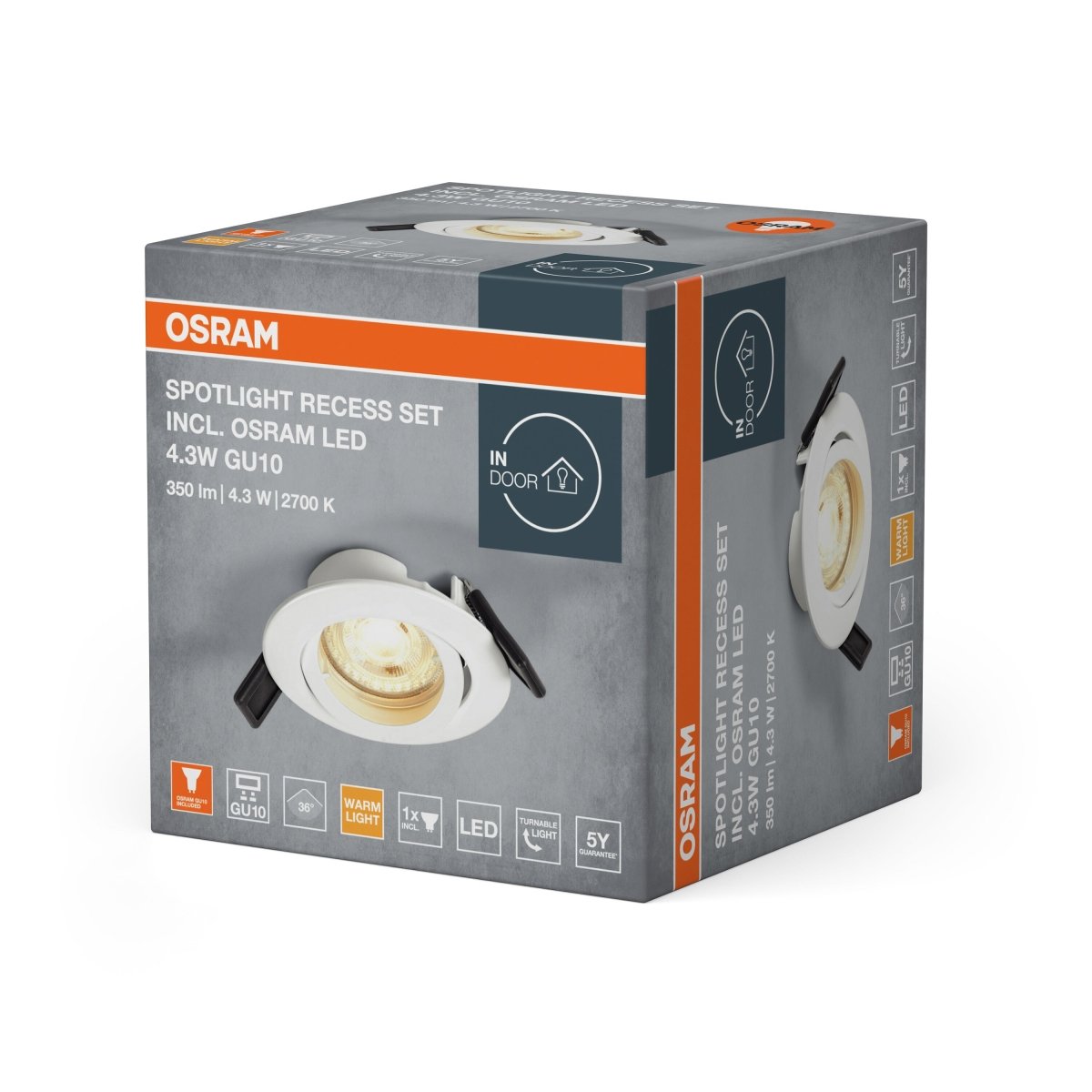 4099854444494 - Stropní LED bodovka bíláU10 4.3W ECESS ADJ teplá bílá OSRAM - Podhledové svítidlo - LEDVANCE e - shop