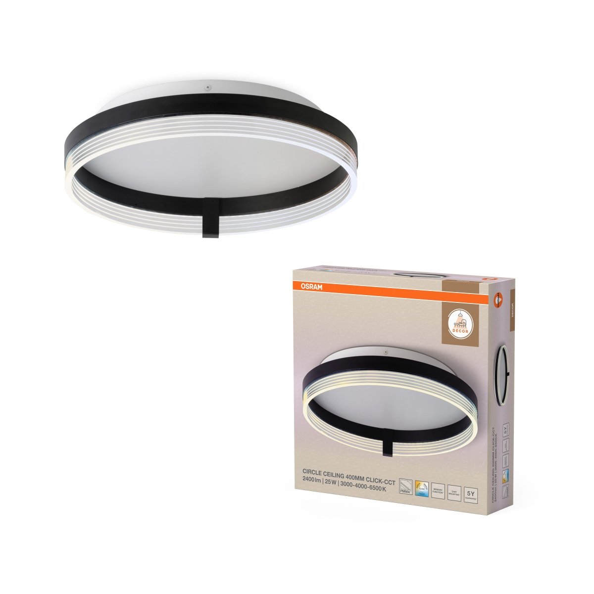 4058075847309 - Stropní svítidlo Circle 400mm, 25W, Nastavitelná bílá (ClickCCT), Černé - Czechia LEDVANCE e - shop