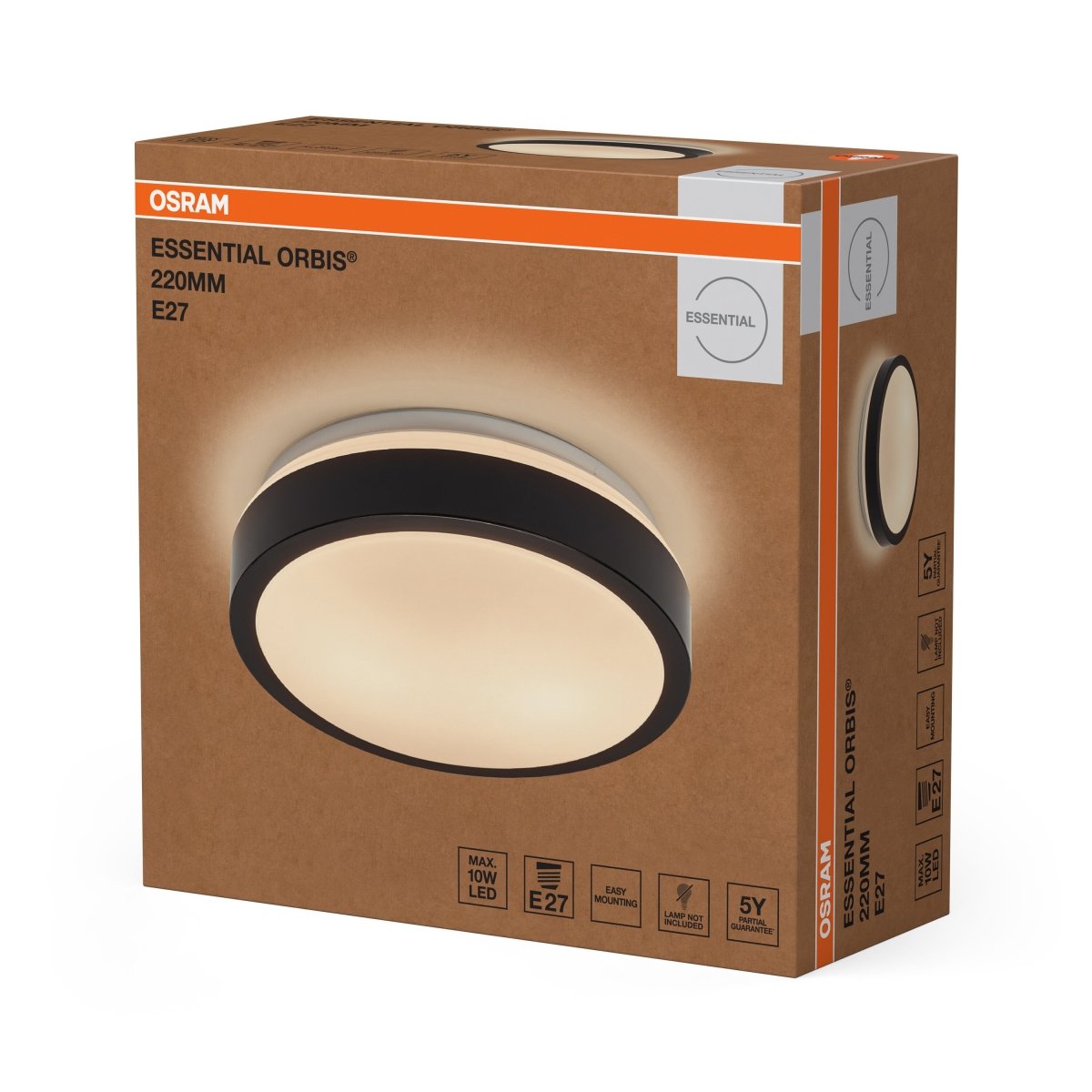 4058075855182 - Stropní svítidlo Essential Orbis E27 220mm, Černé - Stropní svítidlo - Czechia LEDVANCE e - shop