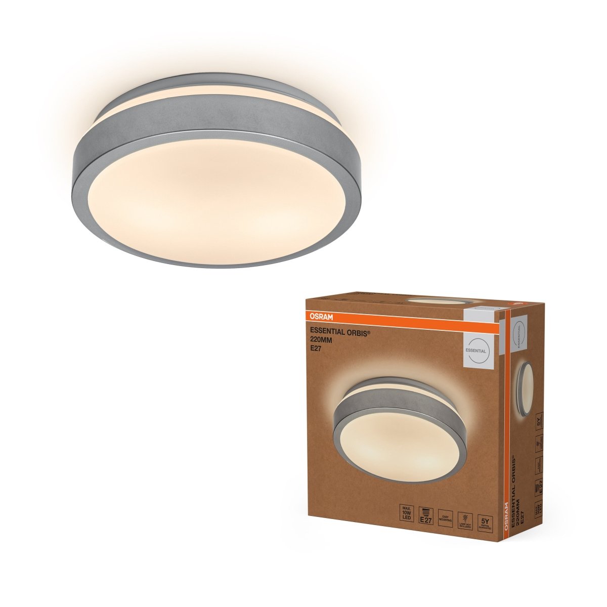 4058075855205 - Stropní svítidlo Essential Orbis E27 220mm, Stříbrné - Stropní svítidlo - Czechia LEDVANCE e - shop