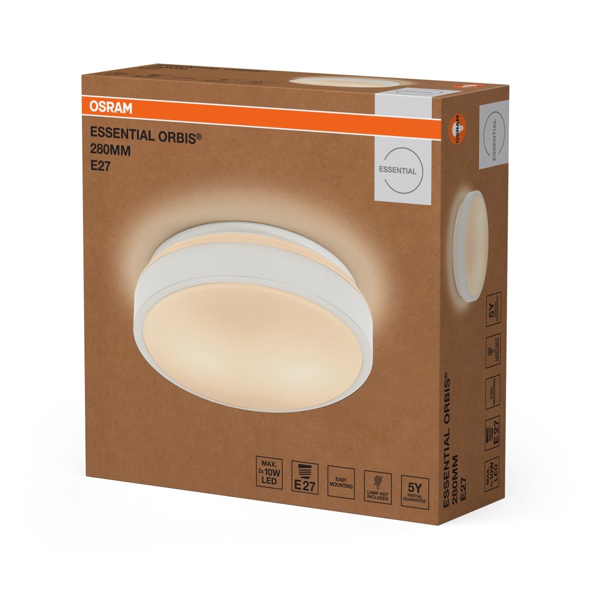 4058075855229 - Stropní svítidlo Essential Orbis E27 280mm, Bílé - Panel - Czechia LEDVANCE e - shop