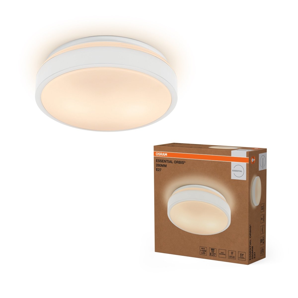 4058075855229 - Stropní svítidlo Essential Orbis E27 280mm, Bílé - Panel - Czechia LEDVANCE e - shop