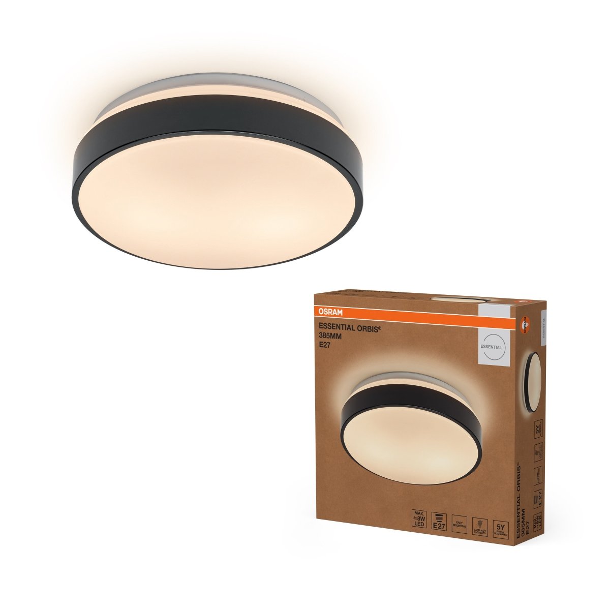 4058075855304 - Stropní svítidlo Essential Orbis E27 385mm, Černé - Stropní svítidlo - Czechia LEDVANCE e - shop