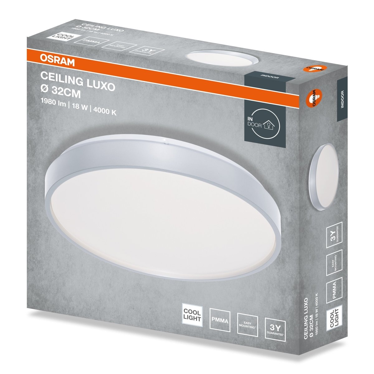 4099854651632 - Stropní svítidlo LUXO, 320mm, 18W, Denní bílá, IP20, Stříbrné - Czechia LEDVANCE e - shop
