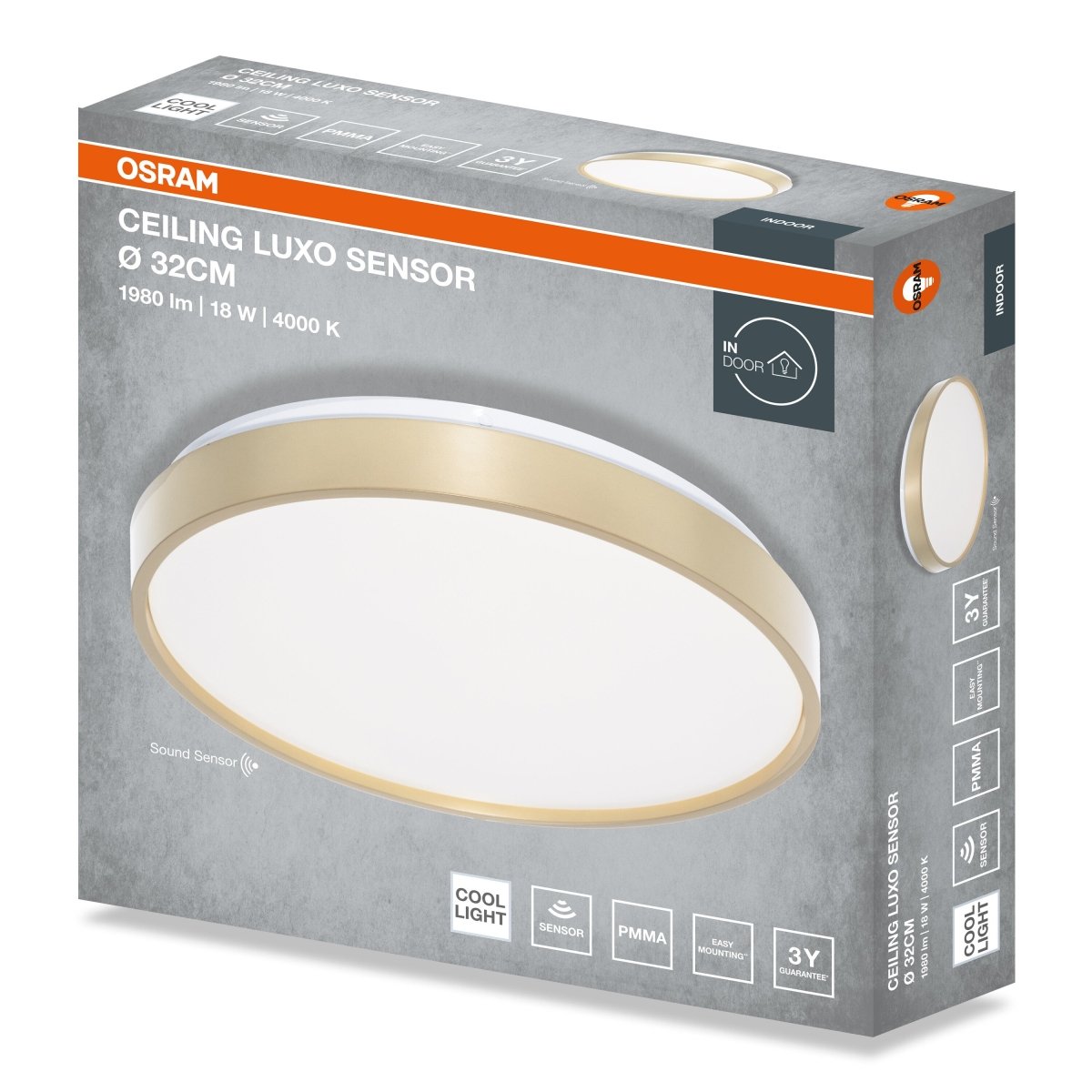 4099854653186 - Stropní svítidlo LUXO, 320mm, 18W, Denní bílá, IP20, Zlaté - Czechia LEDVANCE e - shop
