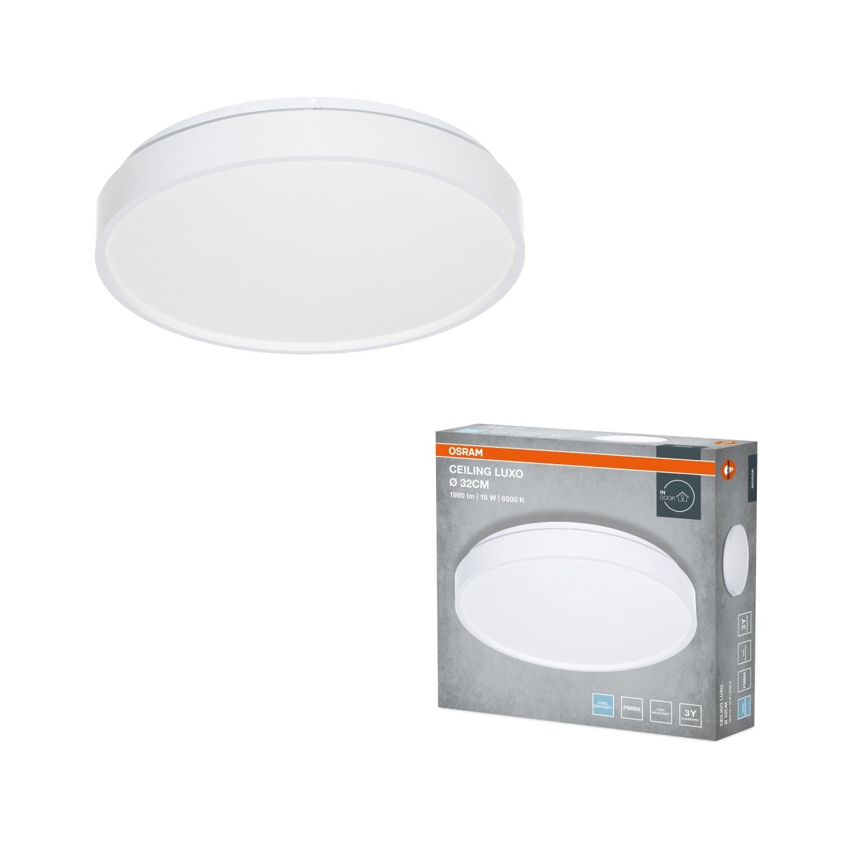 4099854650154 - Stropní svítidlo LUXO, 320mm, 18W, Studená bílá, IP20, Bílé - Czechia LEDVANCE e - shop
