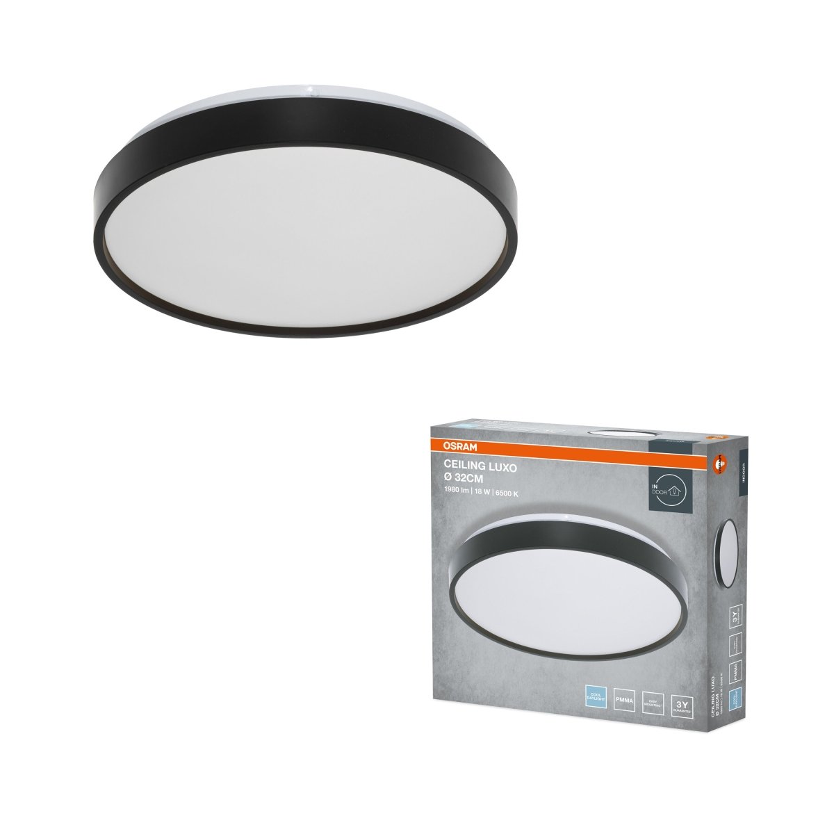 4099854651007 - Stropní svítidlo LUXO, 320mm, 18W, Studená bílá, IP20, Černé - Czechia LEDVANCE e - shop