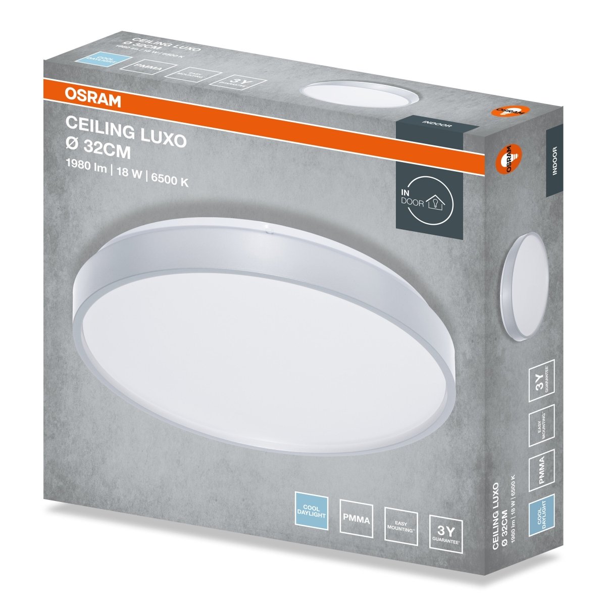 4099854651656 - Stropní svítidlo LUXO, 320mm, 18W, Studená bílá, IP20, Stříbrné - Czechia LEDVANCE e - shop