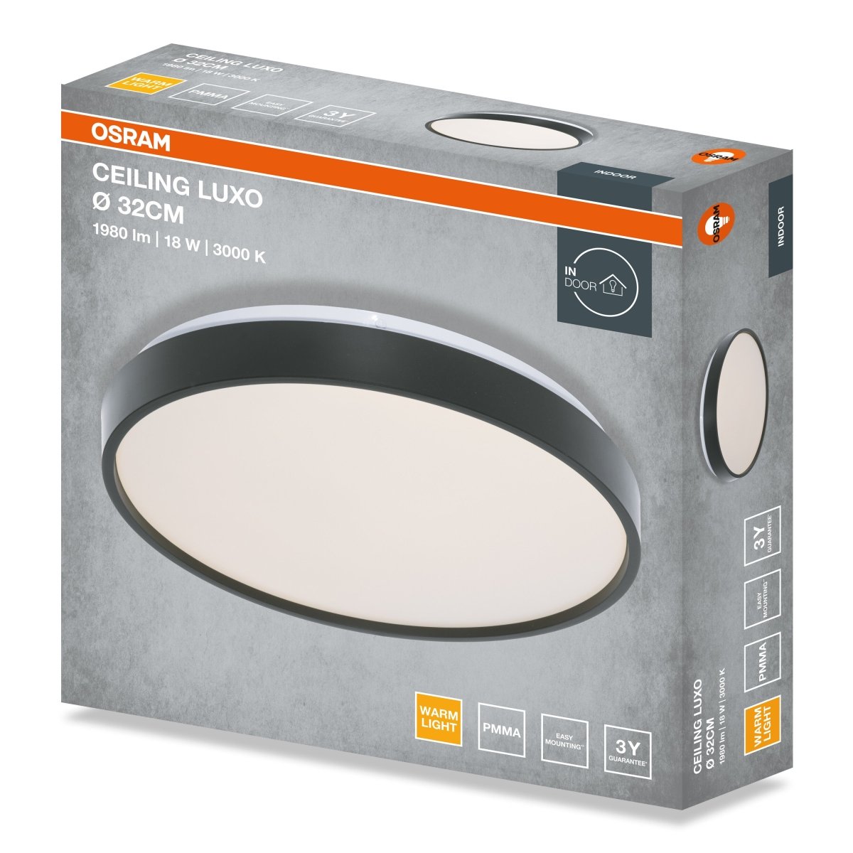4099854650765 - Stropní svítidlo LUXO, 320mm, 18W, Teplá bílá, IP20, Černé - Czechia LEDVANCE e - shop