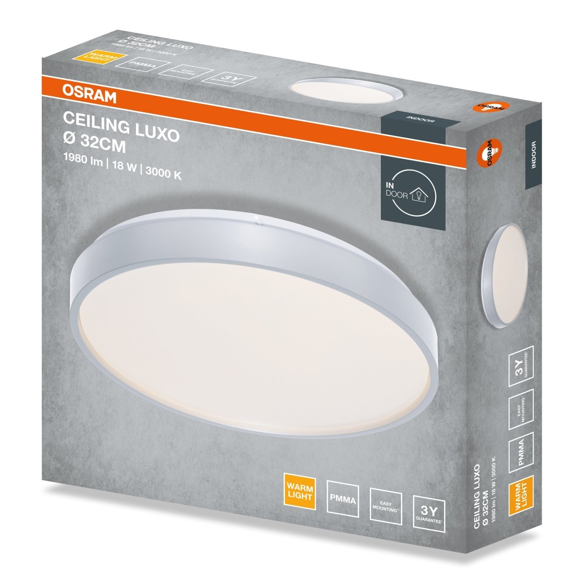 4099854651618 - Stropní svítidlo LUXO, 320mm, 18W, Teplá bílá, IP20, Stříbrné - Czechia LEDVANCE e - shop