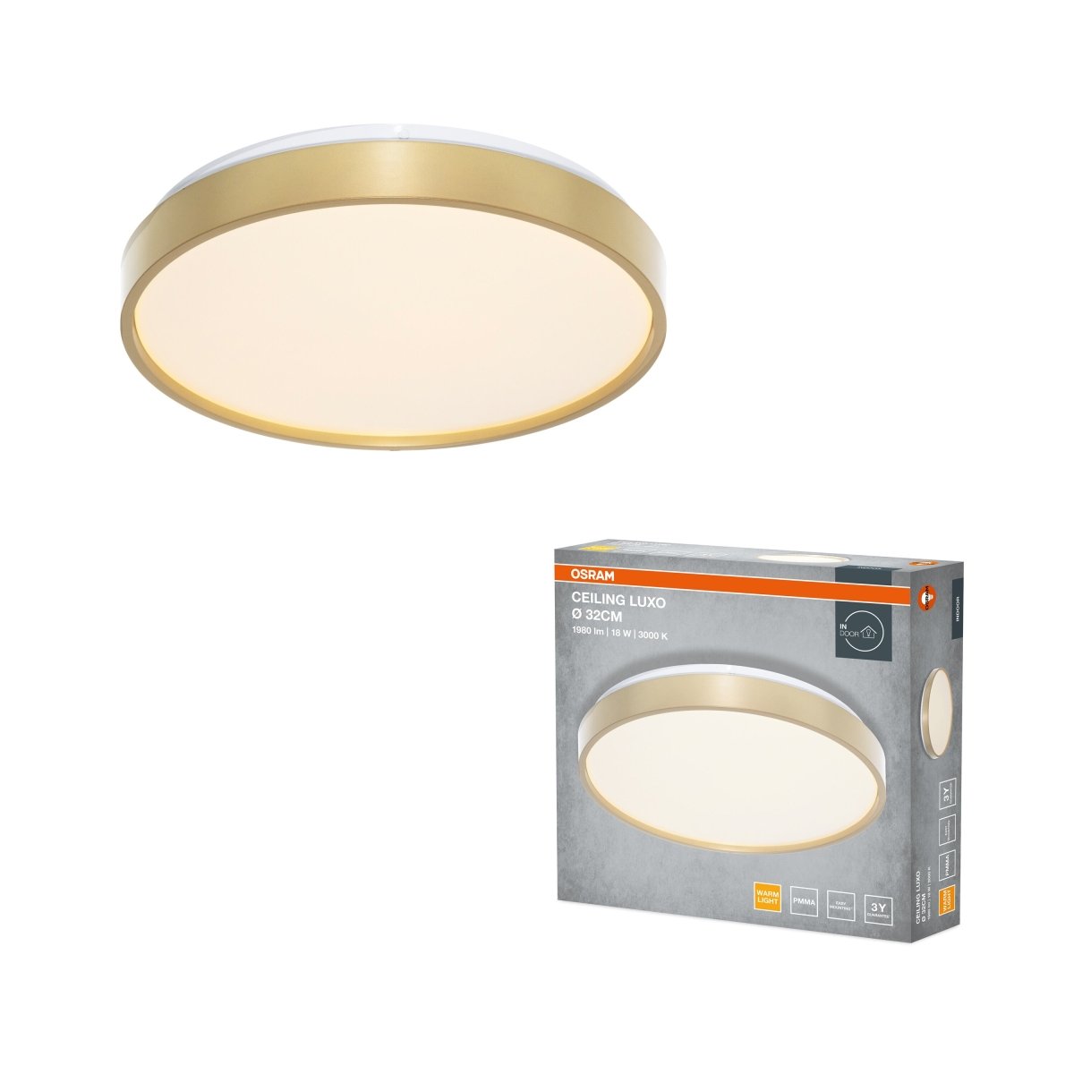 4099854652684 - Stropní svítidlo LUXO, 320mm, 18W, Teplá bílá, IP20, Zlaté - Czechia LEDVANCE e - shop