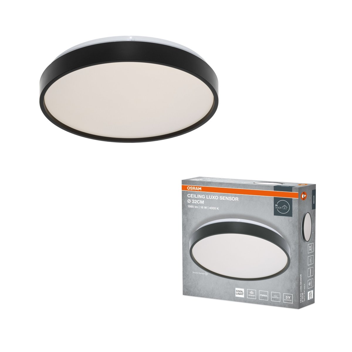 4099854651113 - Stropní svítidlo LUXO, 320mm, Denní bílá, IP20, Černé - Czechia LEDVANCE e - shop