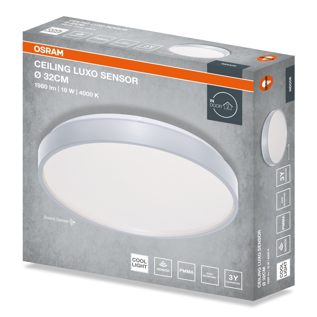4099854651953 - Stropní svítidlo LUXO, 320mm, Denní bílá, IP20, Stříbrné - Czechia LEDVANCE e - shop