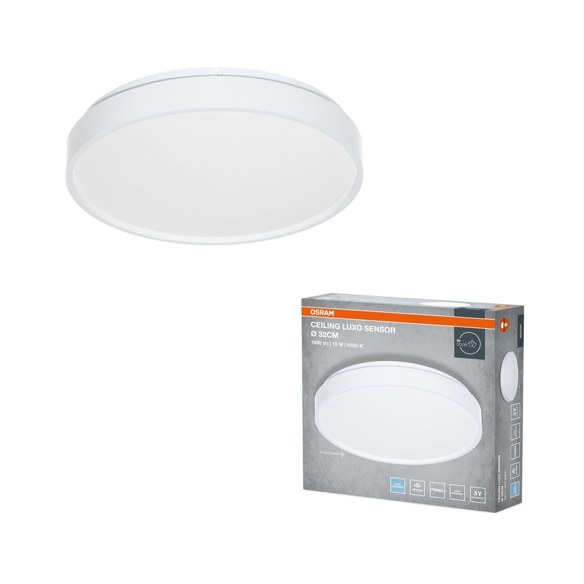 4099854650253 - Stropní svítidlo LUXO, 320mm, Studená bílá, IP20, Bílé - Czechia LEDVANCE e - shop