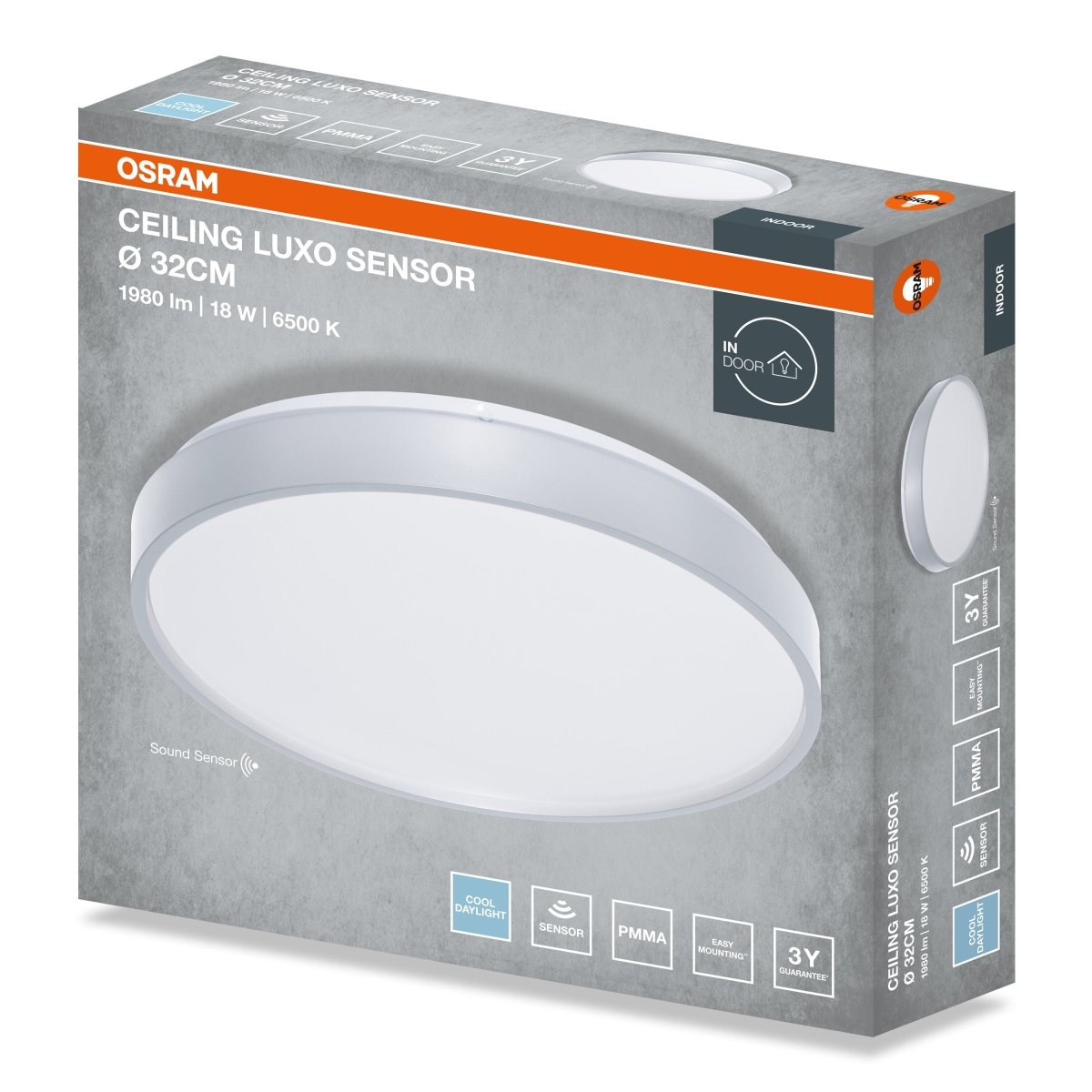 4099854651977 - Stropní svítidlo LUXO, 320mm, Studená bílá, IP20, Stříbrné - Czechia LEDVANCE e - shop