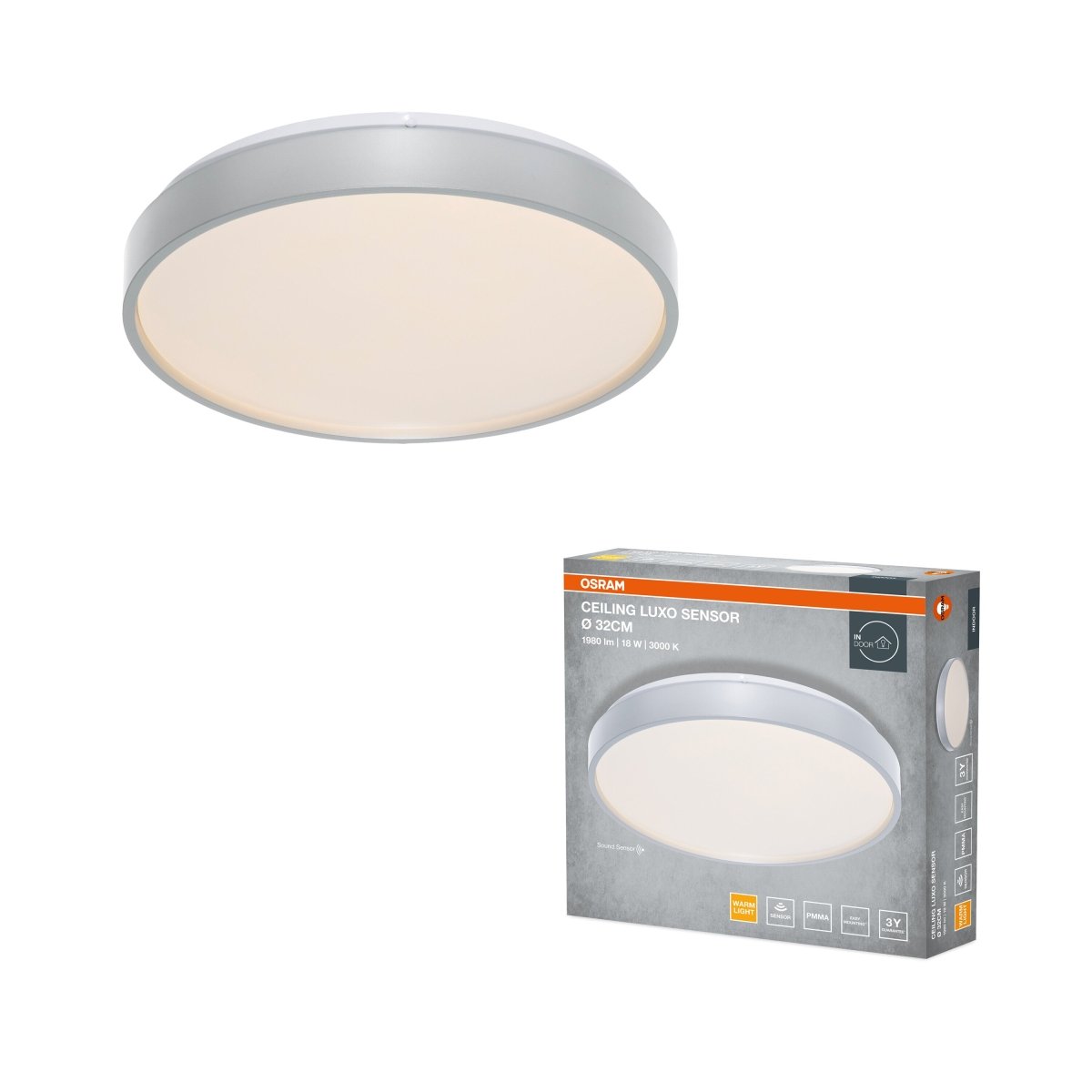 4099854651670 - Stropní svítidlo LUXO, 320mm, Teplá bílá, IP20, Stříbrné - Czechia LEDVANCE e - shop