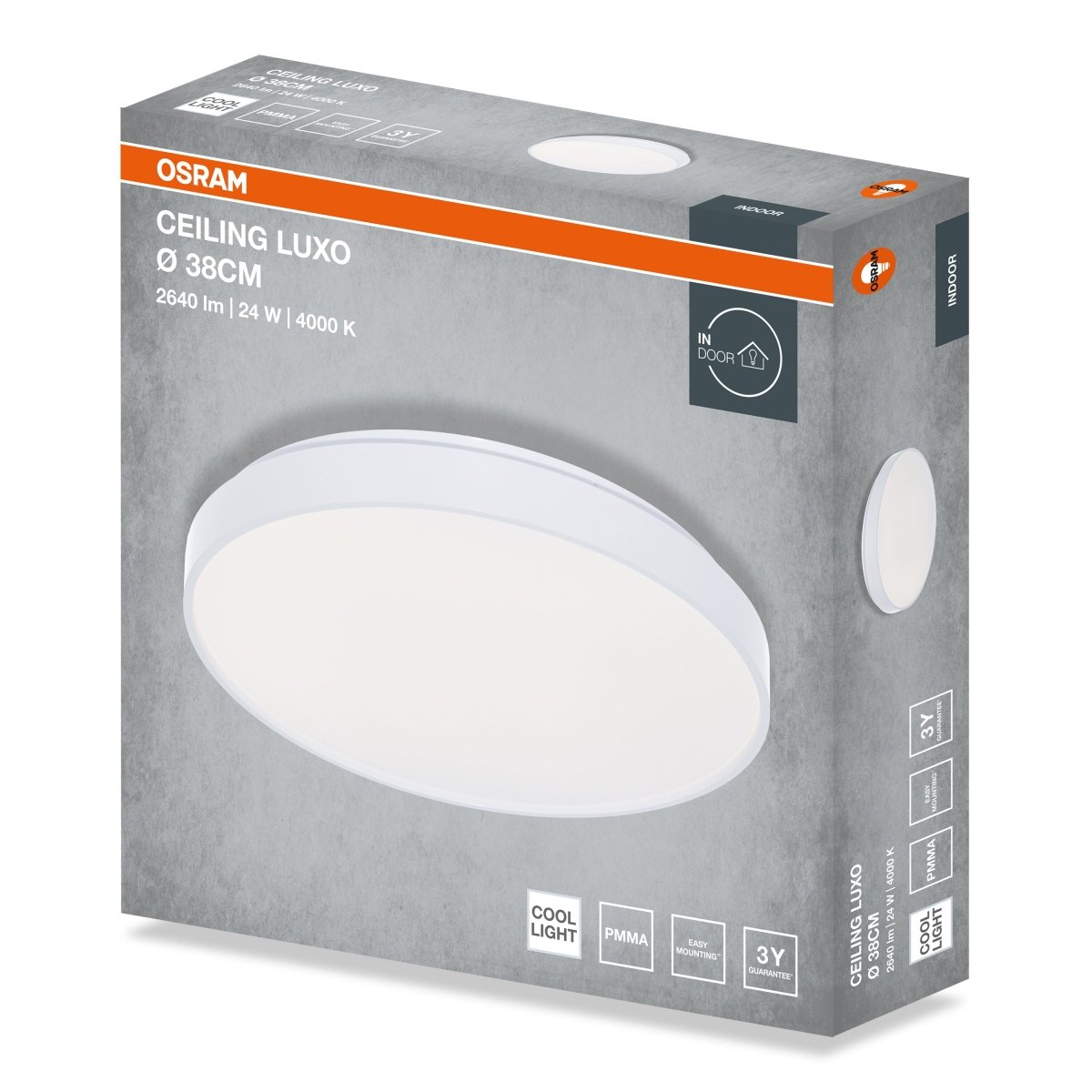 4099854650376 - Stropní svítidlo LUXO, 380mm, 24W, Denní bílá, IP20, Bílé - Czechia LEDVANCE e - shop