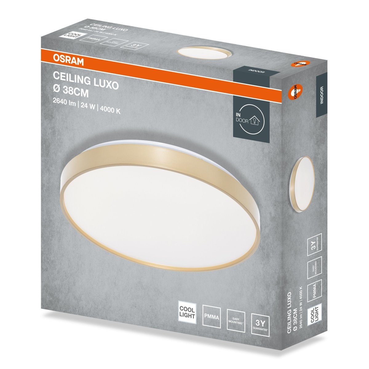 4099854653346 - Stropní svítidlo LUXO, 380mm, 24W, Denní bílá, IP20, Zlaté - Czechia LEDVANCE e - shop