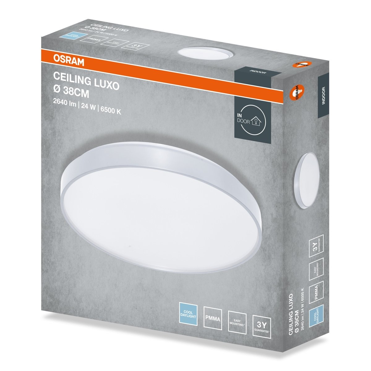 4099854652318 - Stropní svítidlo LUXO, 380mm, 24W, Studená bílá, IP20, Stříbrné - Czechia LEDVANCE e - shop