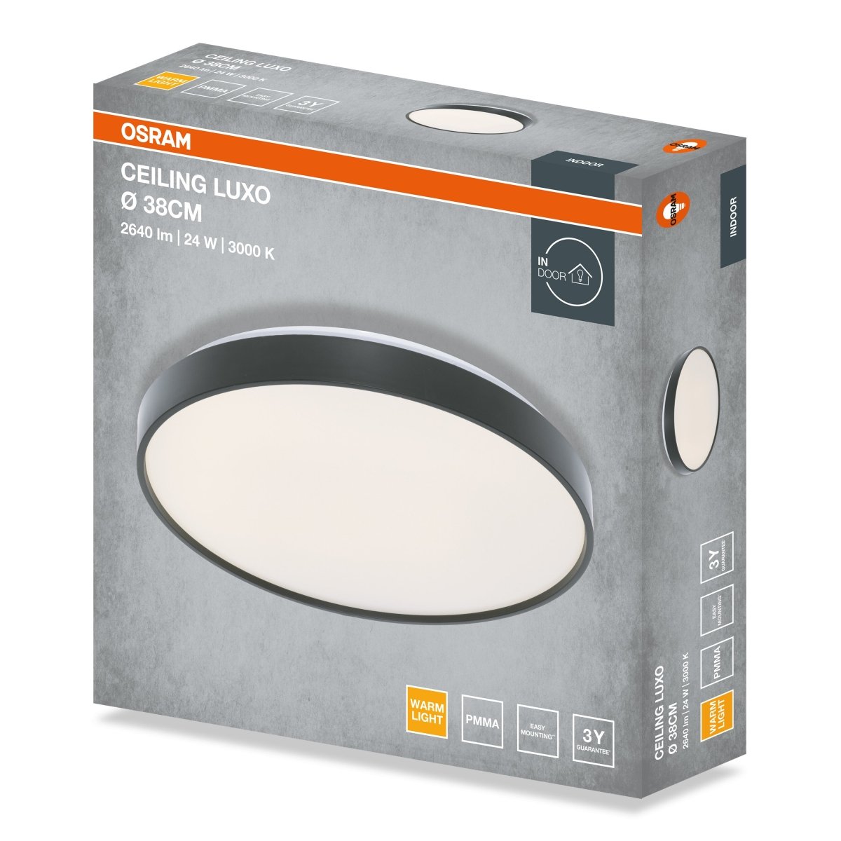 4099854651243 - Stropní svítidlo LUXO, 380mm, 24W, Teplá bílá, IP20, Černé - Czechia LEDVANCE e - shop