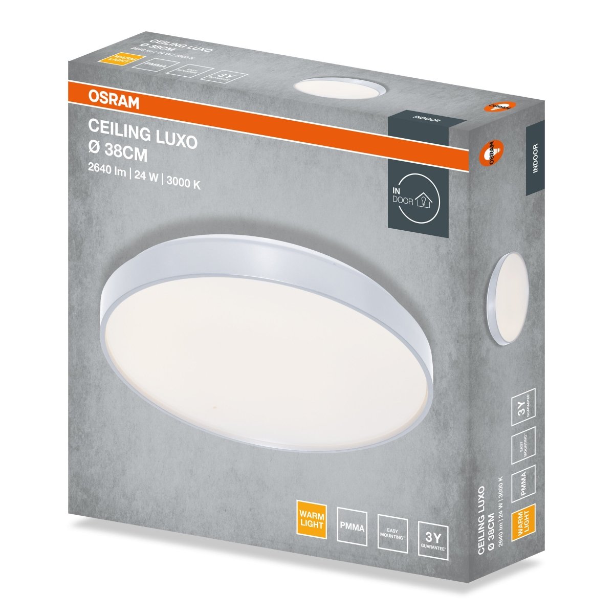 4099854652134 - Stropní svítidlo LUXO, 380mm, 24W, Teplá bílá, IP20, Stříbrné - Czechia LEDVANCE e - shop