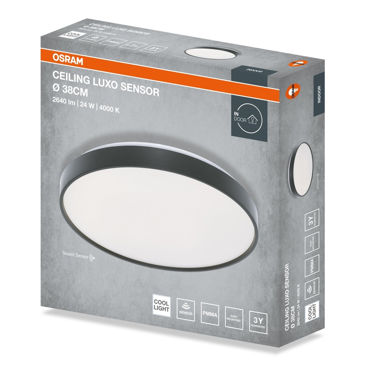 4099854651335 - Stropní svítidlo LUXO, 380mm, Denní bílá, IP20, Černé - Czechia LEDVANCE e - shop