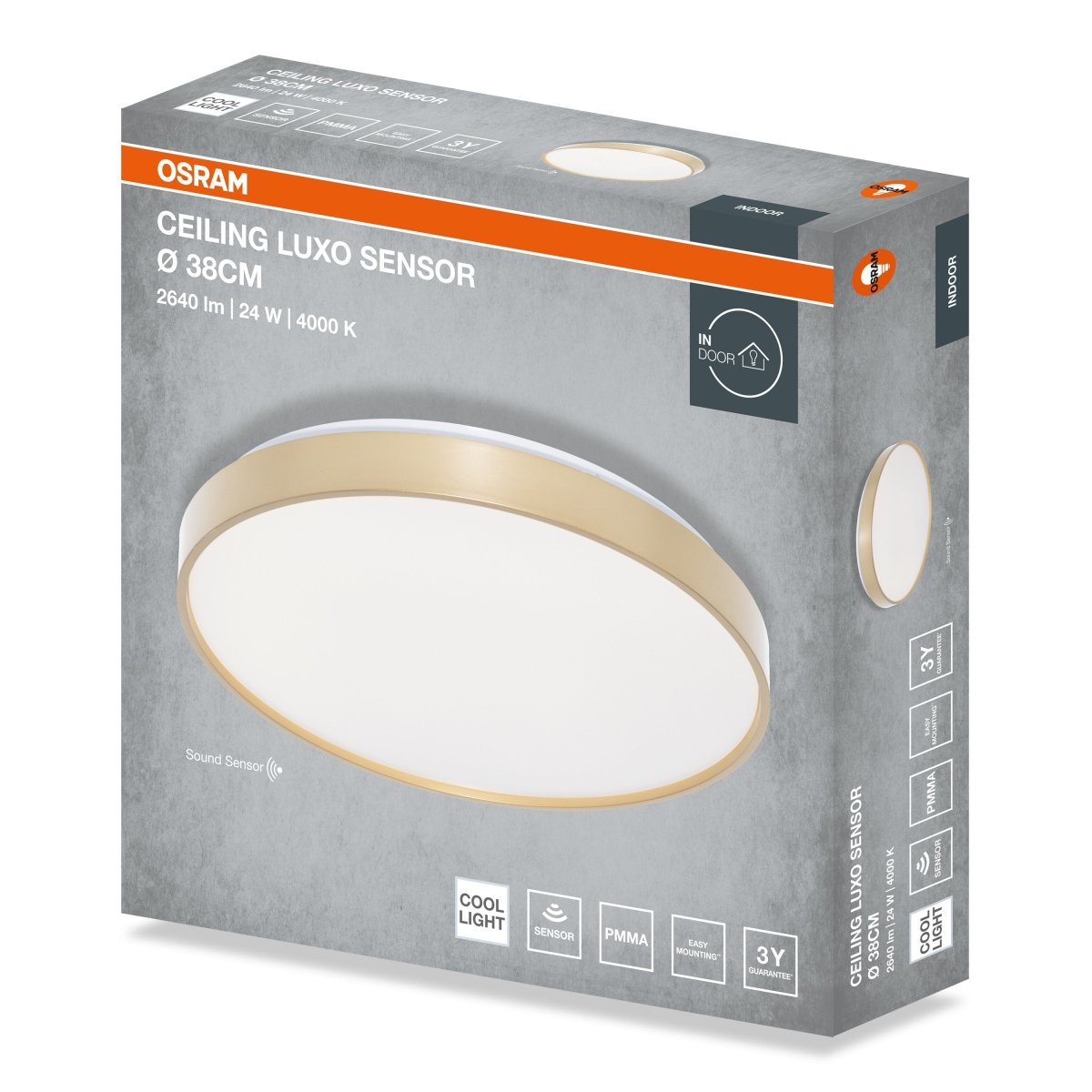 4099854653414 - Stropní svítidlo LUXO, 380mm, Denní bílá, IP20, Zlaté - Czechia LEDVANCE e - shop