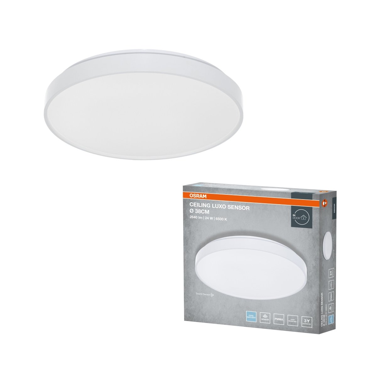 4099854650574 - Stropní svítidlo LUXO, 380mm, Studená bílá, IP20, Bílé - Czechia LEDVANCE e - shop