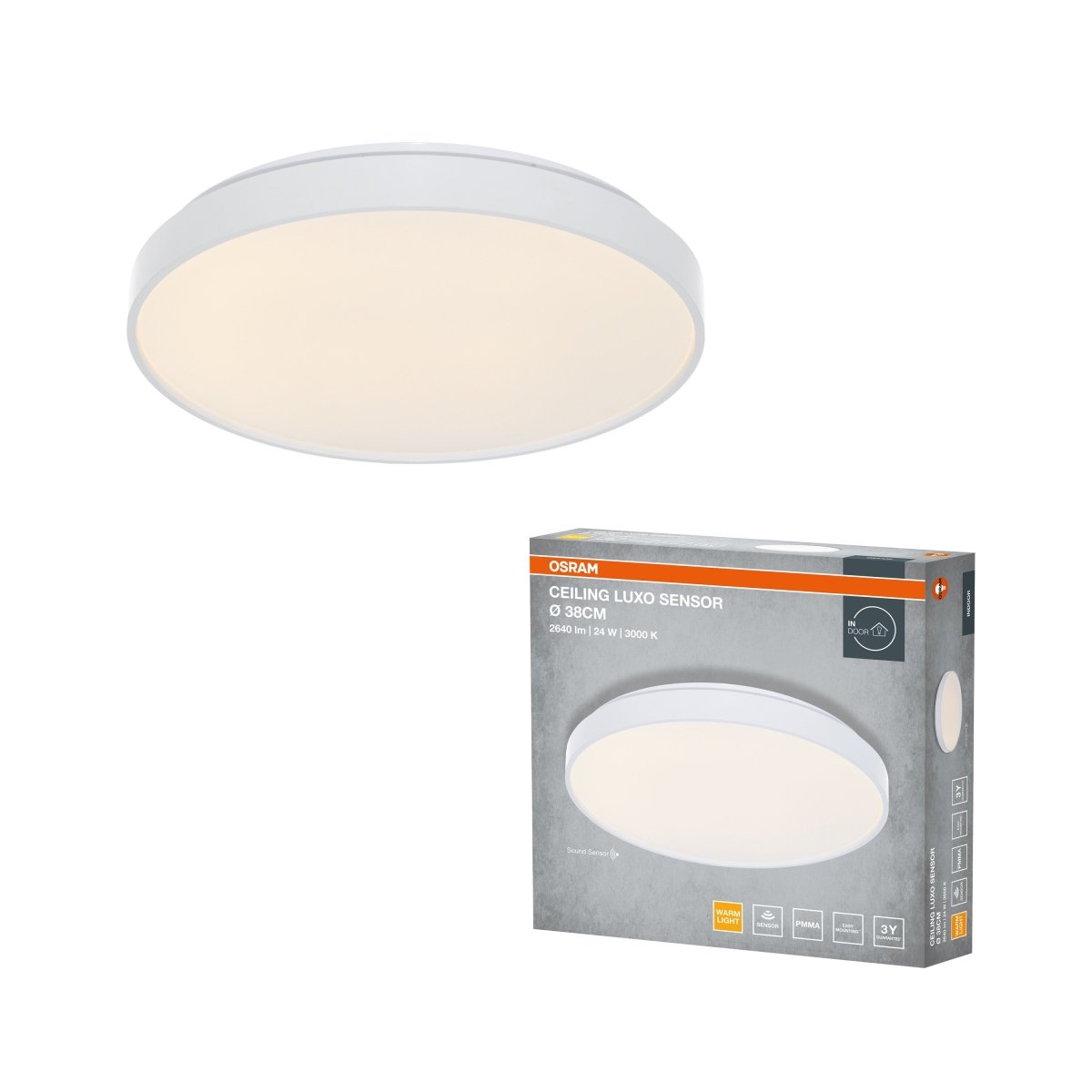 4099854650475 - Stropní svítidlo LUXO, 380mm, Teplá bílá, IP20, Bílé - Czechia LEDVANCE e - shop