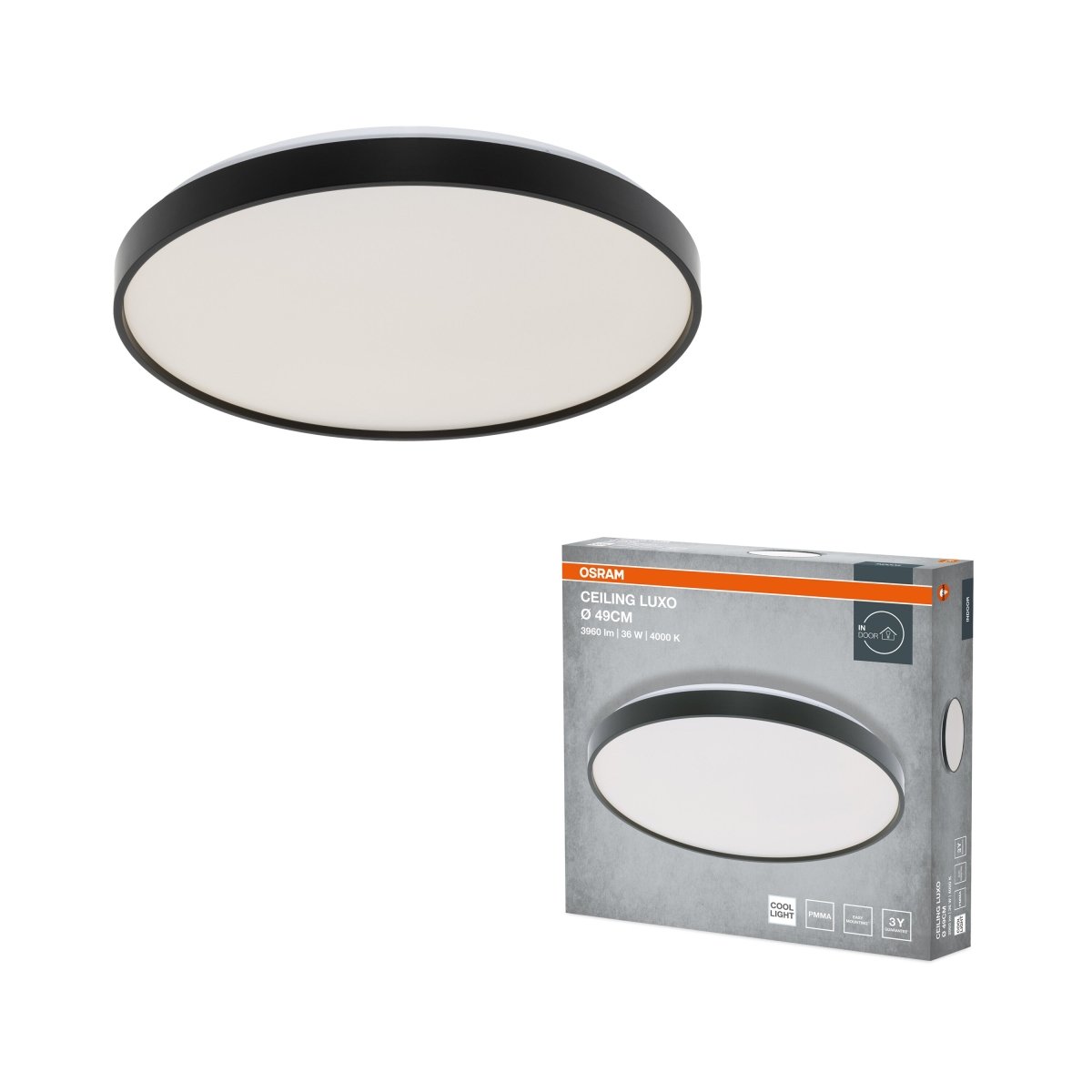 4099854651397 - Stropní svítidlo LUXO, 490mm, 36W, Denní bílá, IP20, Černé - Czechia LEDVANCE e - shop
