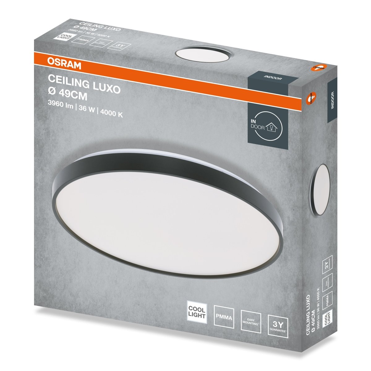 4099854651397 - Stropní svítidlo LUXO, 490mm, 36W, Denní bílá, IP20, Černé - Czechia LEDVANCE e - shop