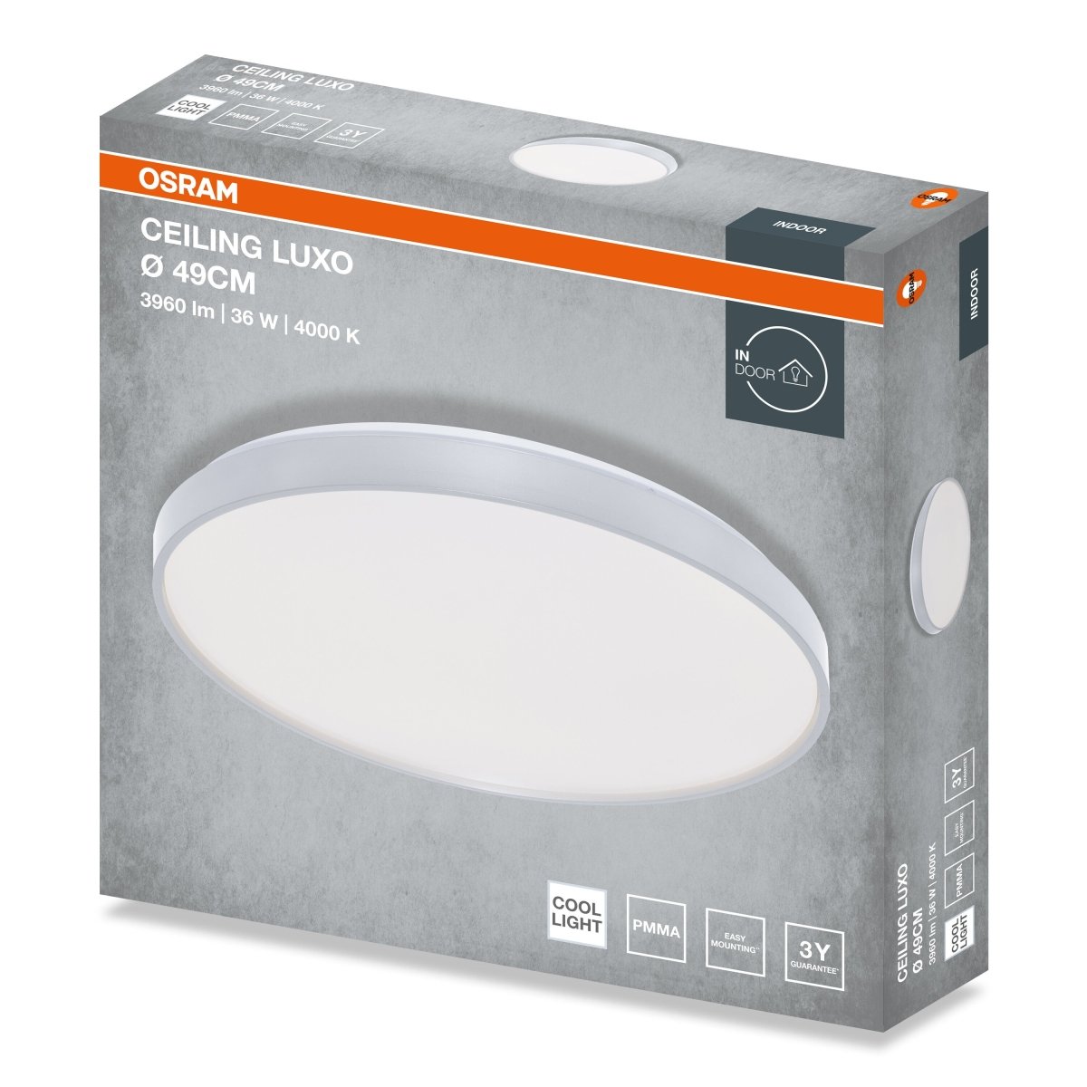 4099854652424 - Stropní svítidlo LUXO, 490mm, 36W, Denní bílá, IP20, Stříbrné - Czechia LEDVANCE e - shop