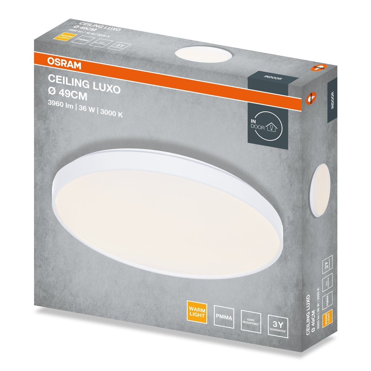 4099854650598 - Stropní svítidlo LUXO, 490mm, 36W, Teplá bílá, IP20, Bílé - Czechia LEDVANCE e - shop
