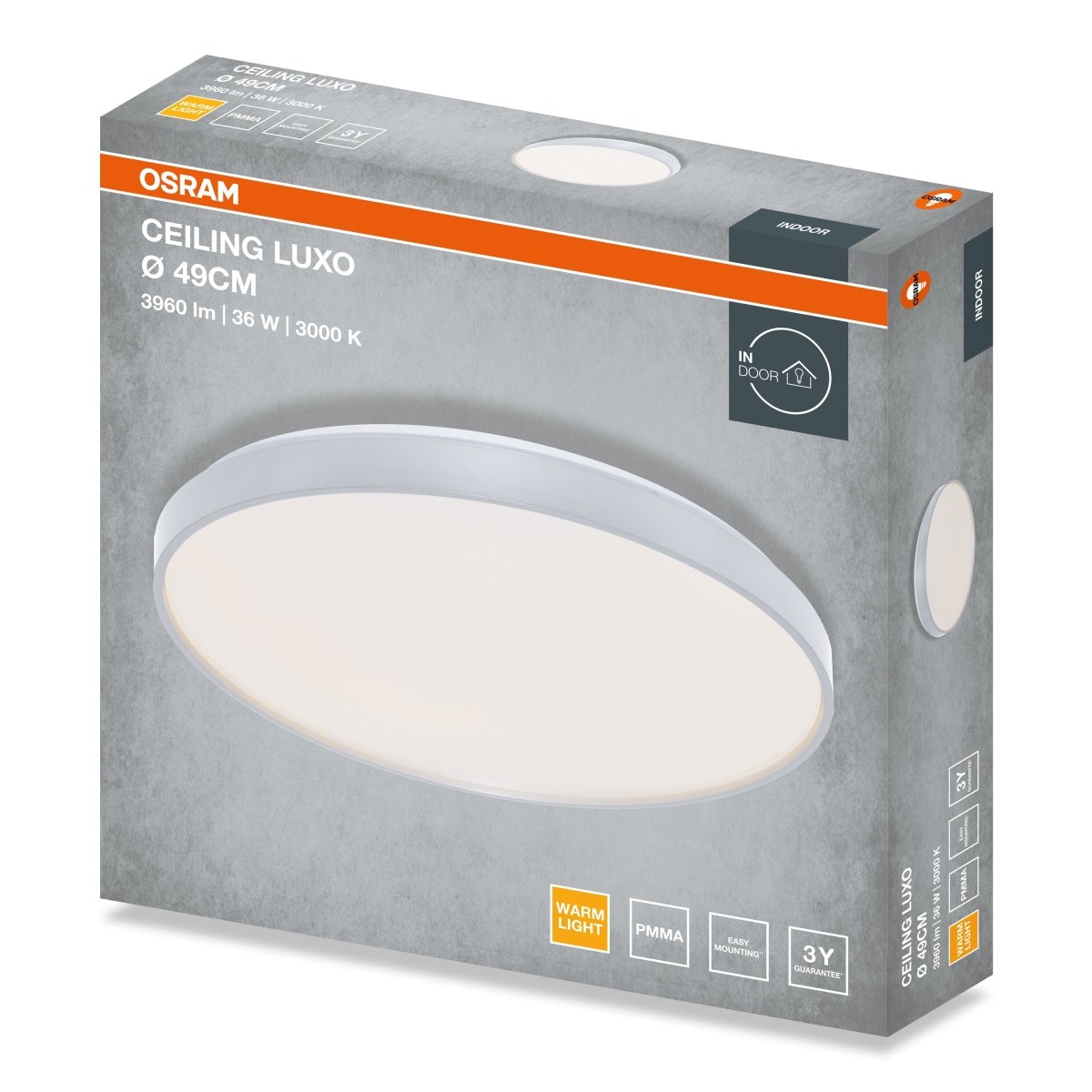 4099854652400 - Stropní svítidlo LUXO, 490mm, 36W, Teplá bílá, IP20, Stříbrné - Czechia LEDVANCE e - shop