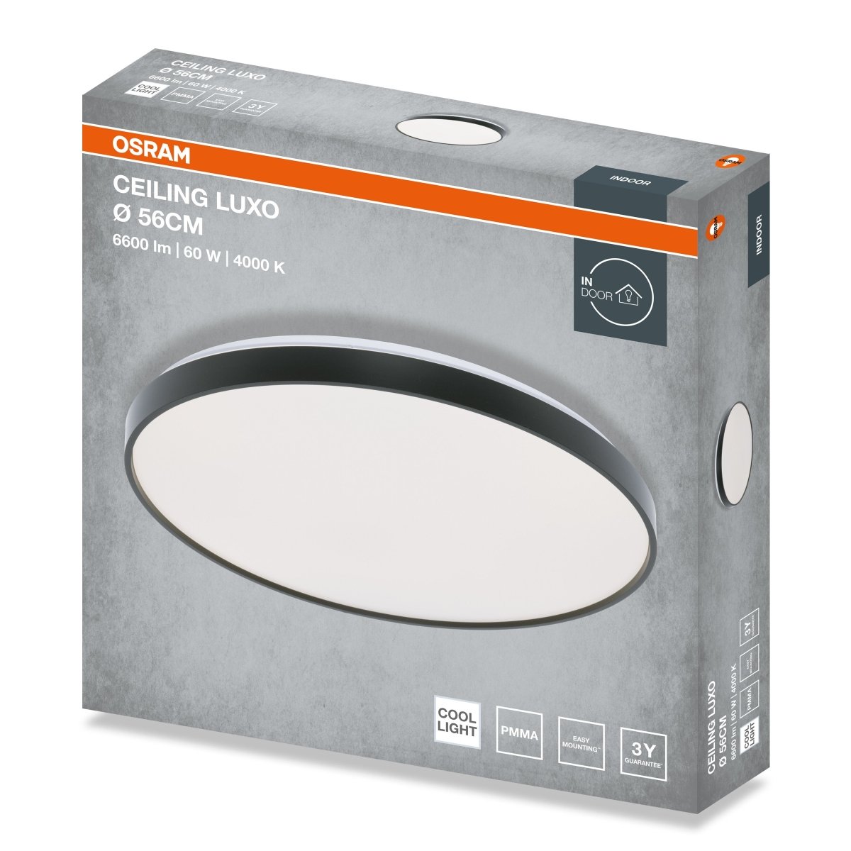 4099854651571 - Stropní svítidlo LUXO, 560mm, 60W, Denní bílá, IP20, Černé - Czechia LEDVANCE e - shop