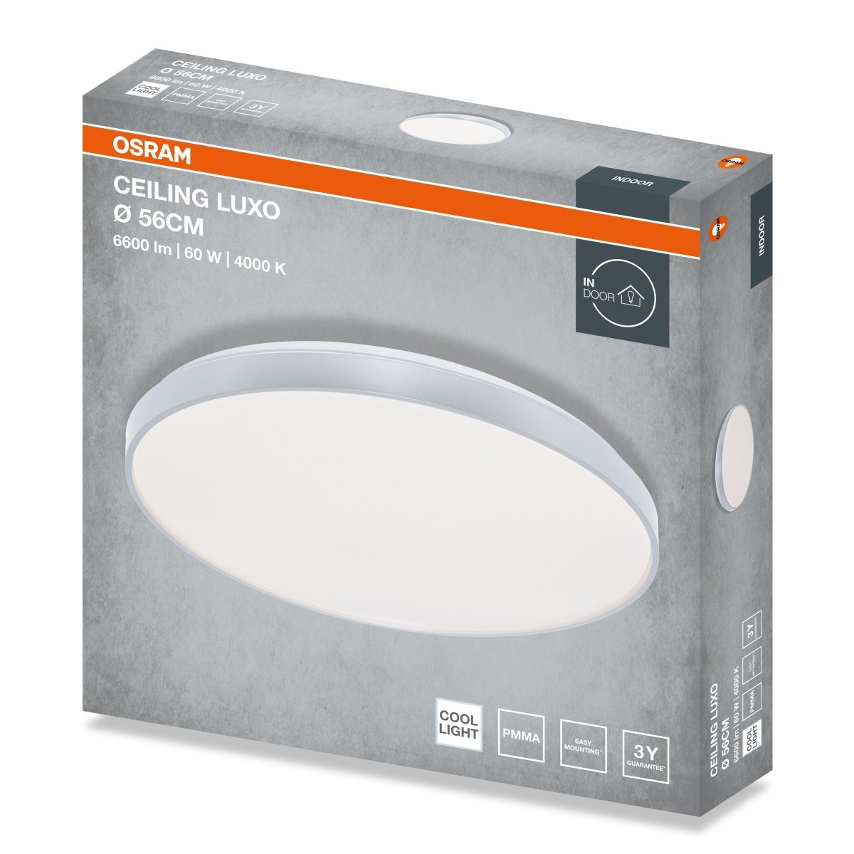 4099854652486 - Stropní svítidlo LUXO, 560mm, 60W, Denní bílá, IP20, Stříbrné - Czechia LEDVANCE e - shop