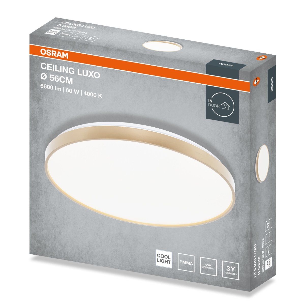 4099854653797 - Stropní svítidlo LUXO, 560mm, 60W, Denní bílá, IP20, Zlaté - Czechia LEDVANCE e - shop