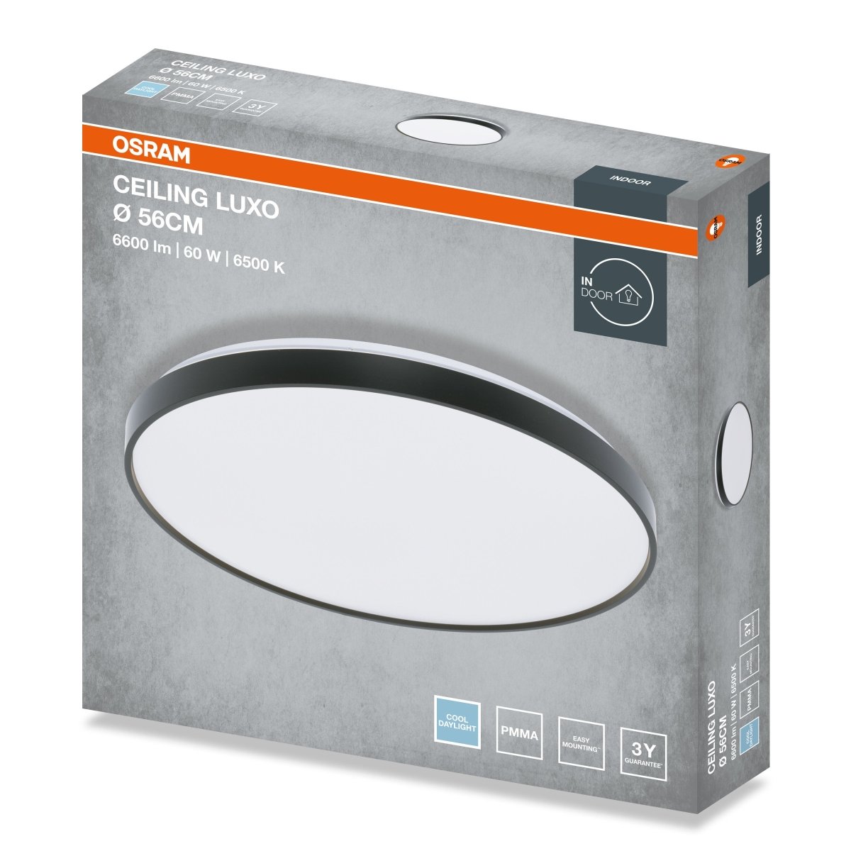 4099854651595 - Stropní svítidlo LUXO, 560mm, 60W, Studená bílá, IP20, Černé - Czechia LEDVANCE e - shop