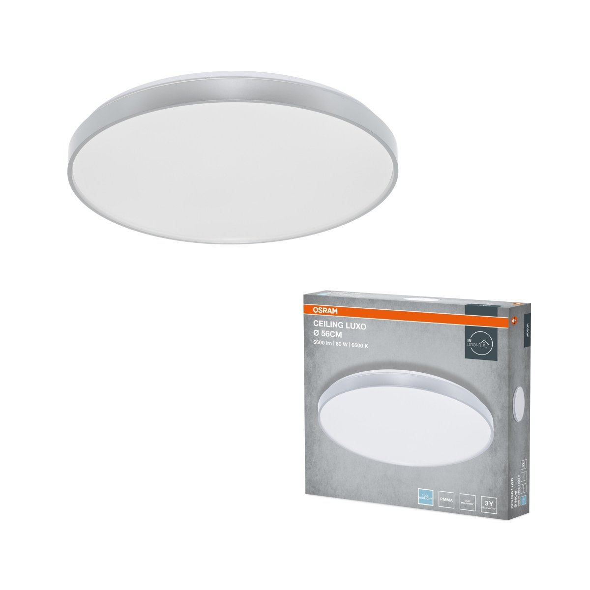 4099854652509 - Stropní svítidlo LUXO, 560mm, 60W, Studená bílá, IP20, Stříbrné - Czechia LEDVANCE e - shop