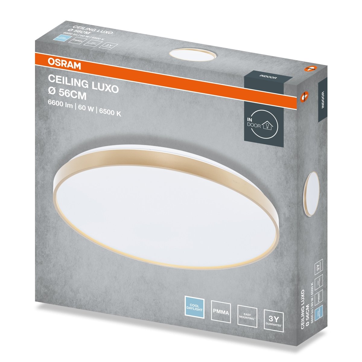 4099854653810 - Stropní svítidlo LUXO, 560mm, 60W, Studená bílá, IP20, Zlaté - Czechia LEDVANCE e - shop