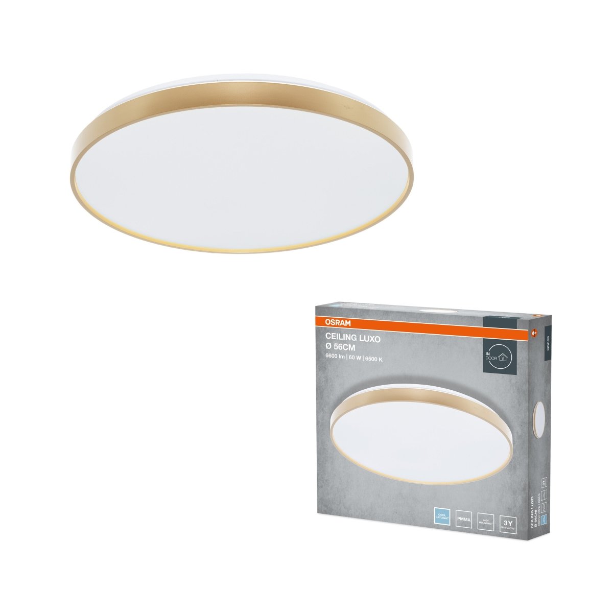 4099854653810 - Stropní svítidlo LUXO, 560mm, 60W, Studená bílá, IP20, Zlaté - Czechia LEDVANCE e - shop