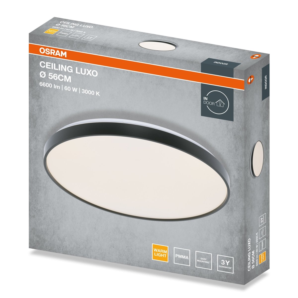 4099854651557 - Stropní svítidlo LUXO, 560mm, 60W, Teplá bílá, IP20, Černé - Czechia LEDVANCE e - shop