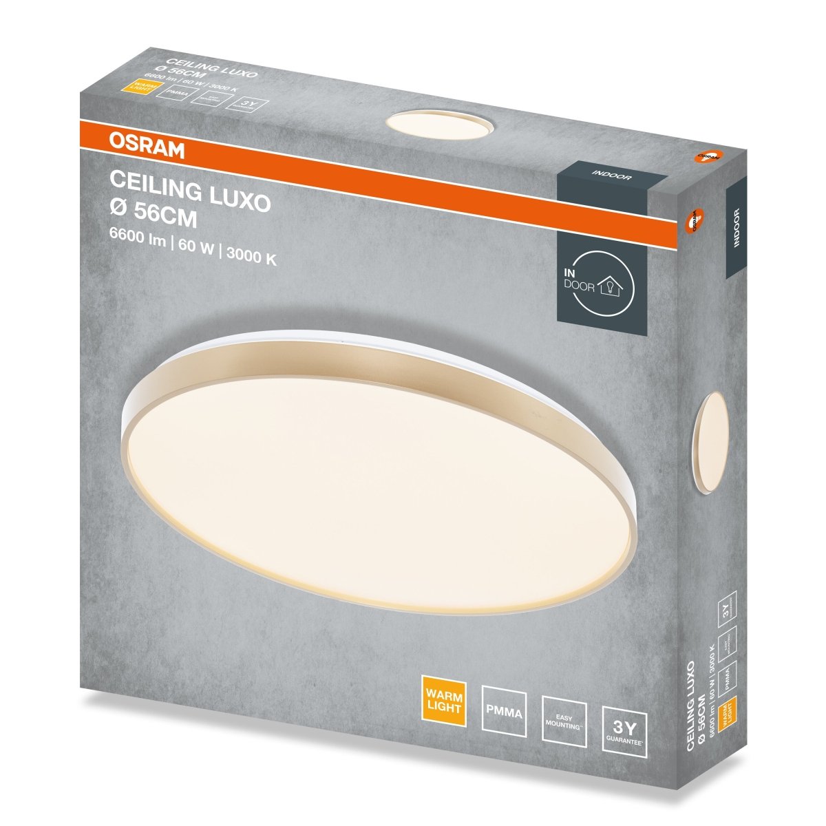 4099854653773 - Stropní svítidlo LUXO, 560mm, 60W, Teplá bílá, IP20, Zlaté - Czechia LEDVANCE e - shop