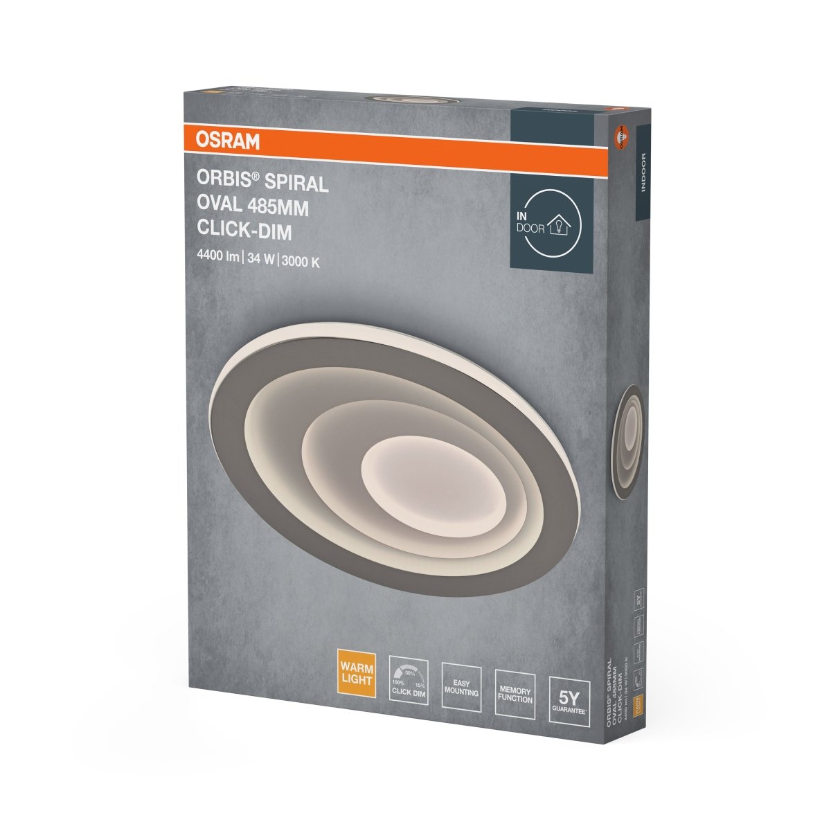 4099854613197 - Stropní svítidlo Orbis Spiral Click DIM, šedá, teplá bílá, 485 mm - Stropní svítidlo - Czechia LEDVANCE e-shop