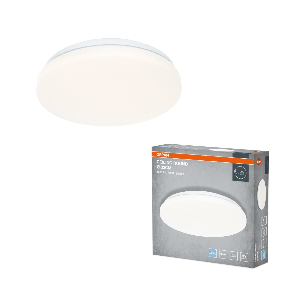 4099854647482 - Stropní svítidlo ROUND, 330mm, 18W, Studená bílá, IP20 - Czechia LEDVANCE e - shop